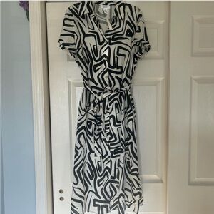 Tribal pattern button down short sleeve dress